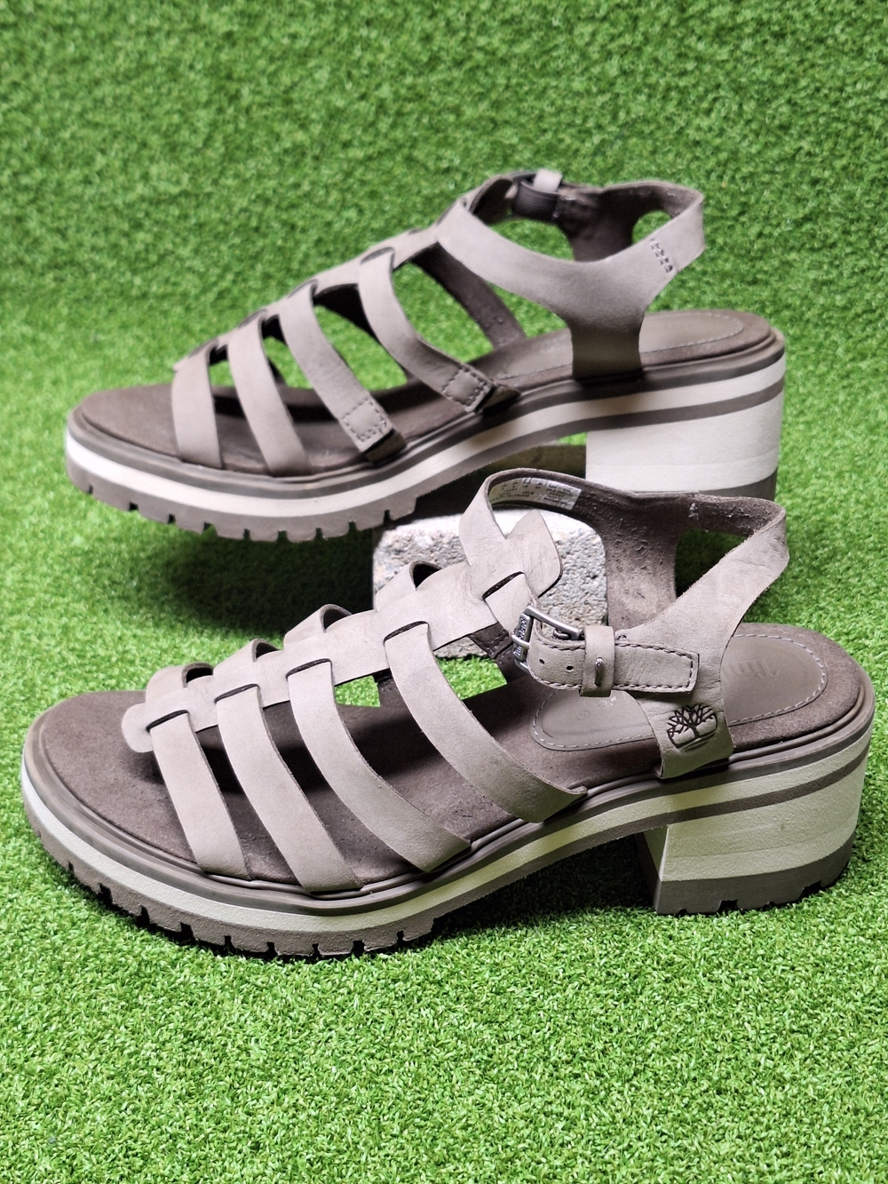 Timberland Women's Gray Strappy Platform Sandals